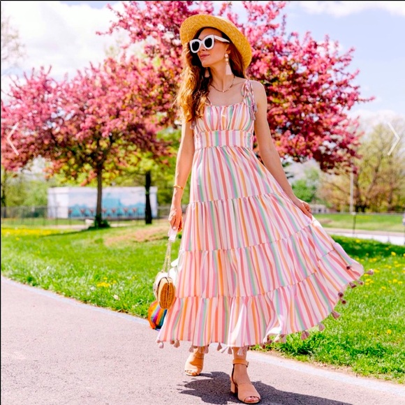 Chicwish Dresses & Skirts - RAINBOW CANDIES STRIPES MAXI DRESS